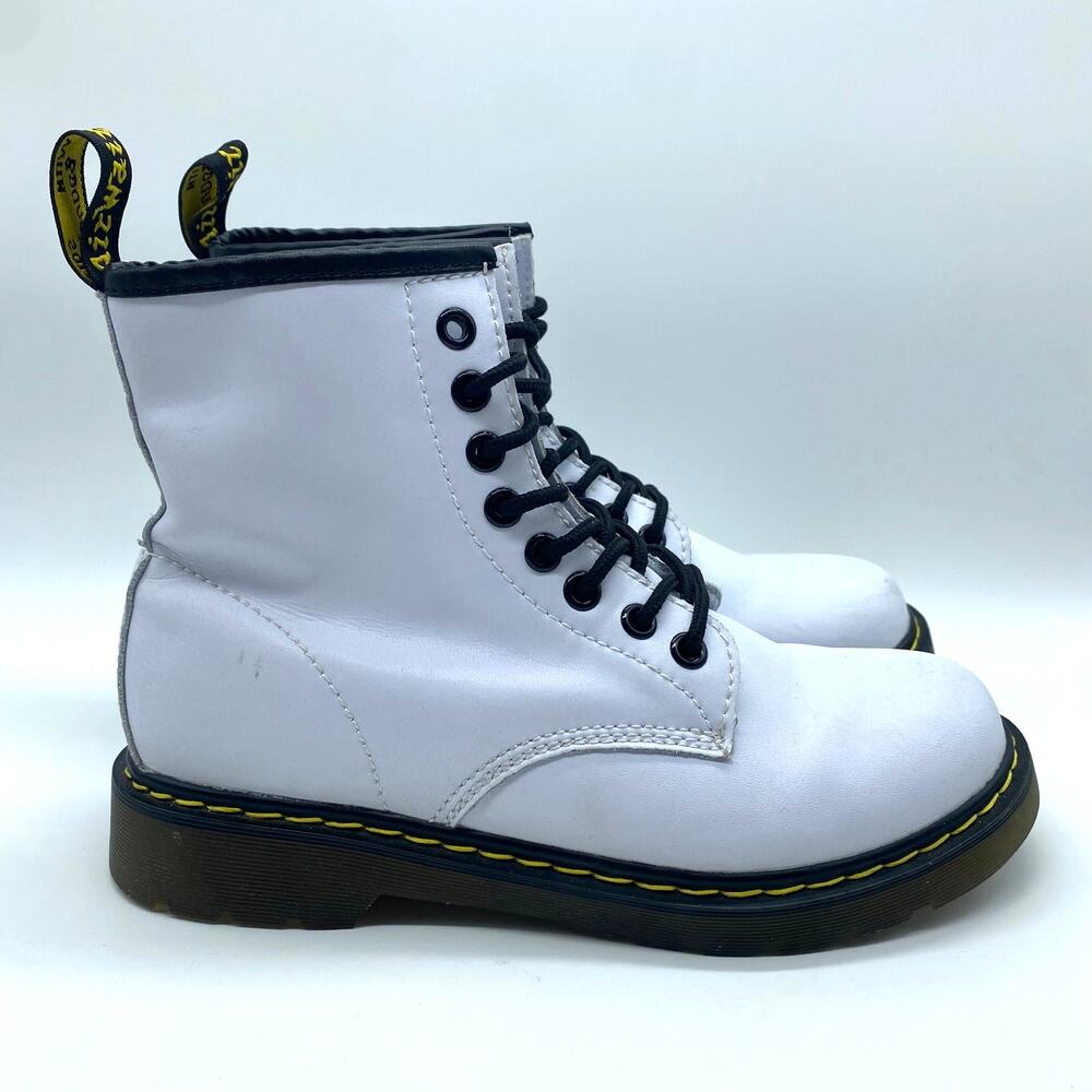 White Combat Boot Leather Moto Lace-Up Hightop Women's size 38 / 7.5